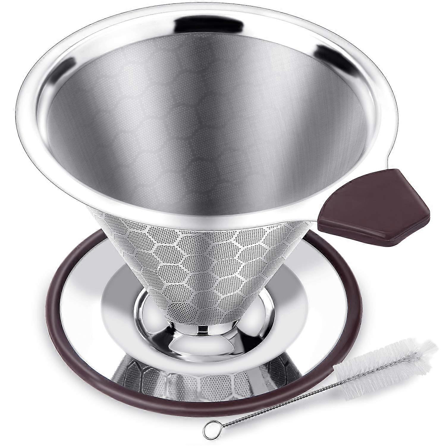 Pour Over Coffee Maker with Reusable Stainless Steel Filter, Paperless Honeycomb Dripper Cup