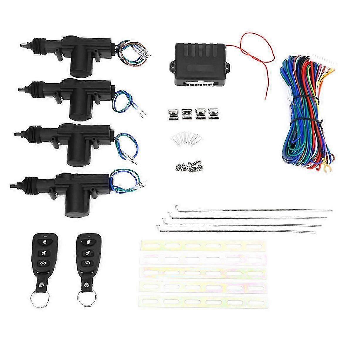 Car Lock Door Remote Control Keyless Entry System Locking Kit with 4 Door Lock Actuator Universal 12V