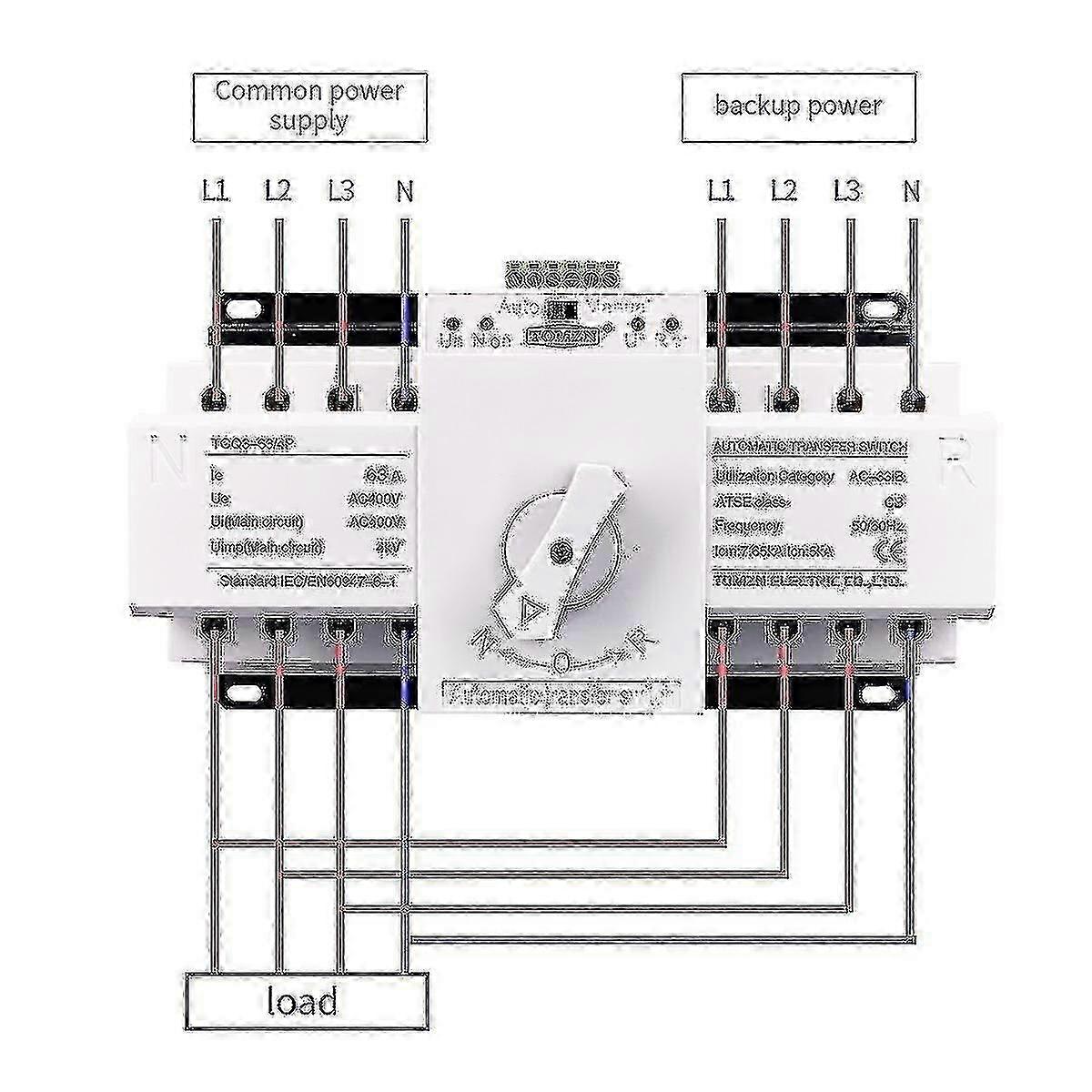 Dual Power Automatic Transfer Switch Type 4P 63A with McB HK 2025