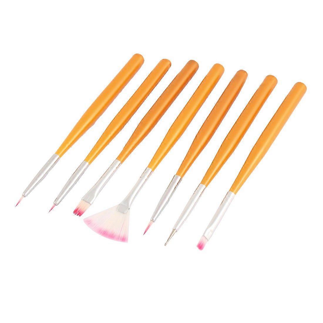 Nail Art Brush and Pen Set 7 PCS with Precise Line Control and Decorative Feather Design