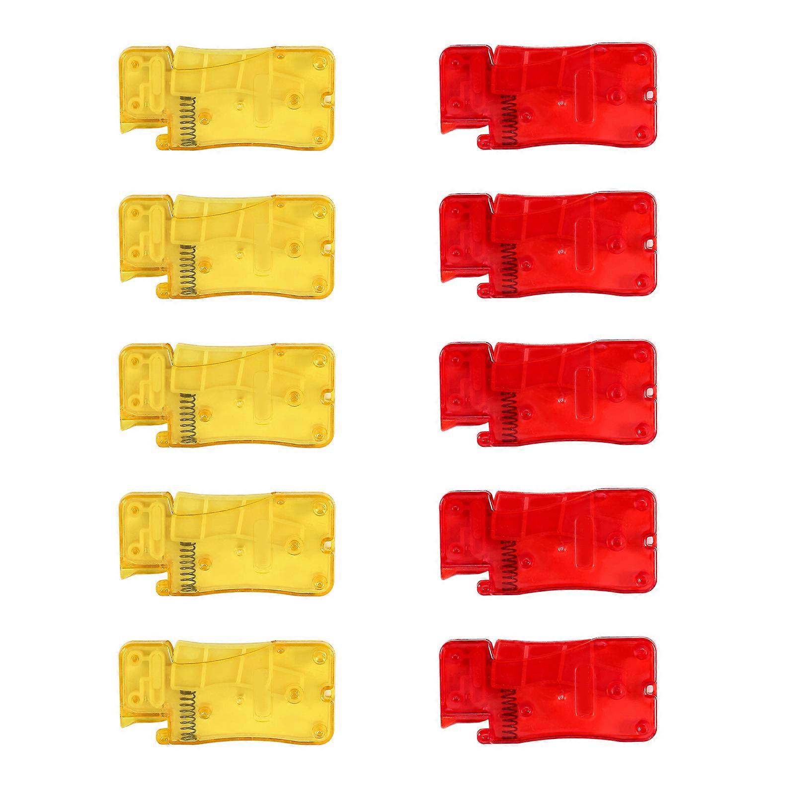 10Pcs Automatic Needle Threader Quick Needle Threading Tool for Hand Stitching Sewing Machine,Automatic Plastic Threader  yellow and red