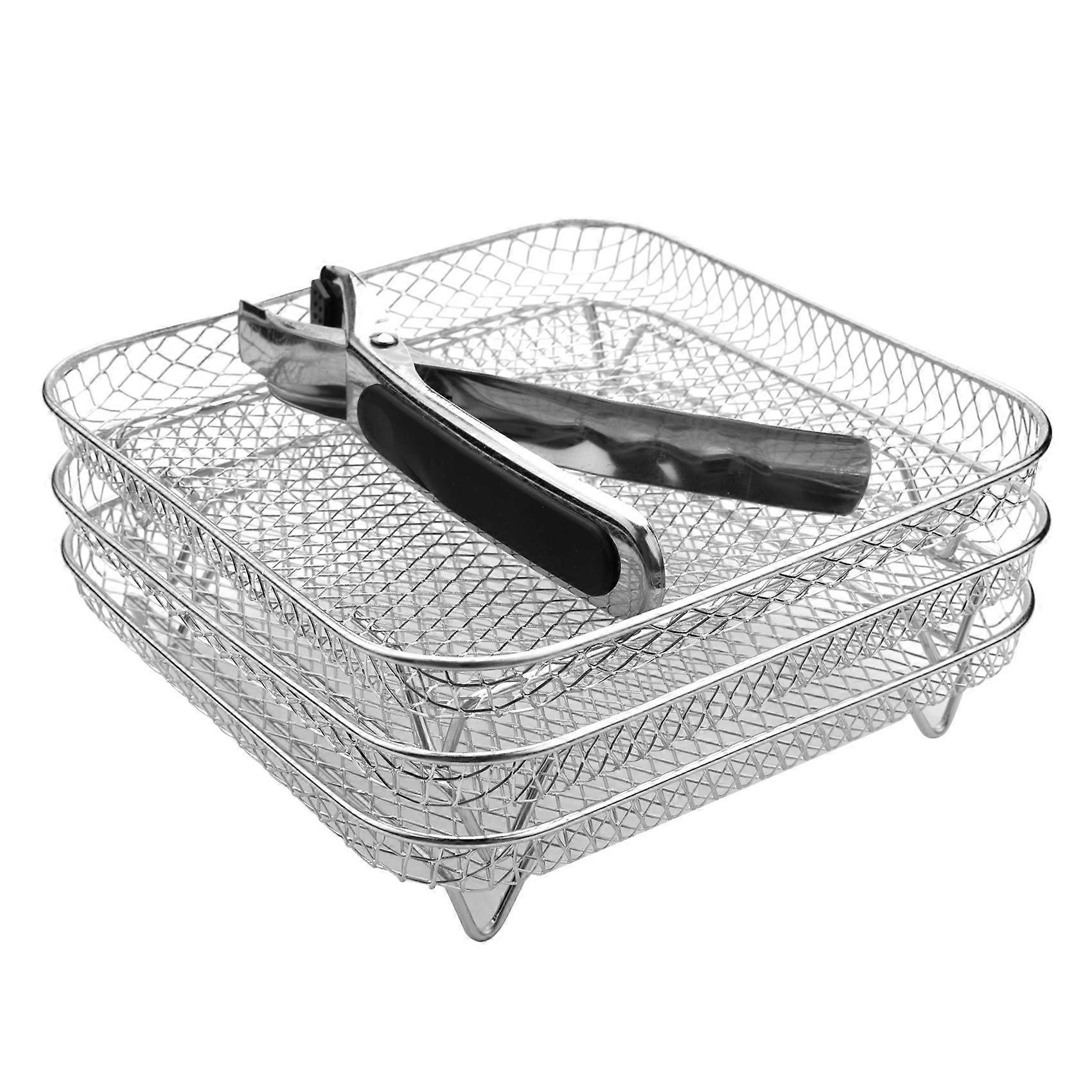 8 Inch Rack Square Three Stackable Racks,Stainless Steel Multi-Layer Dehydrator Rack, Accessories