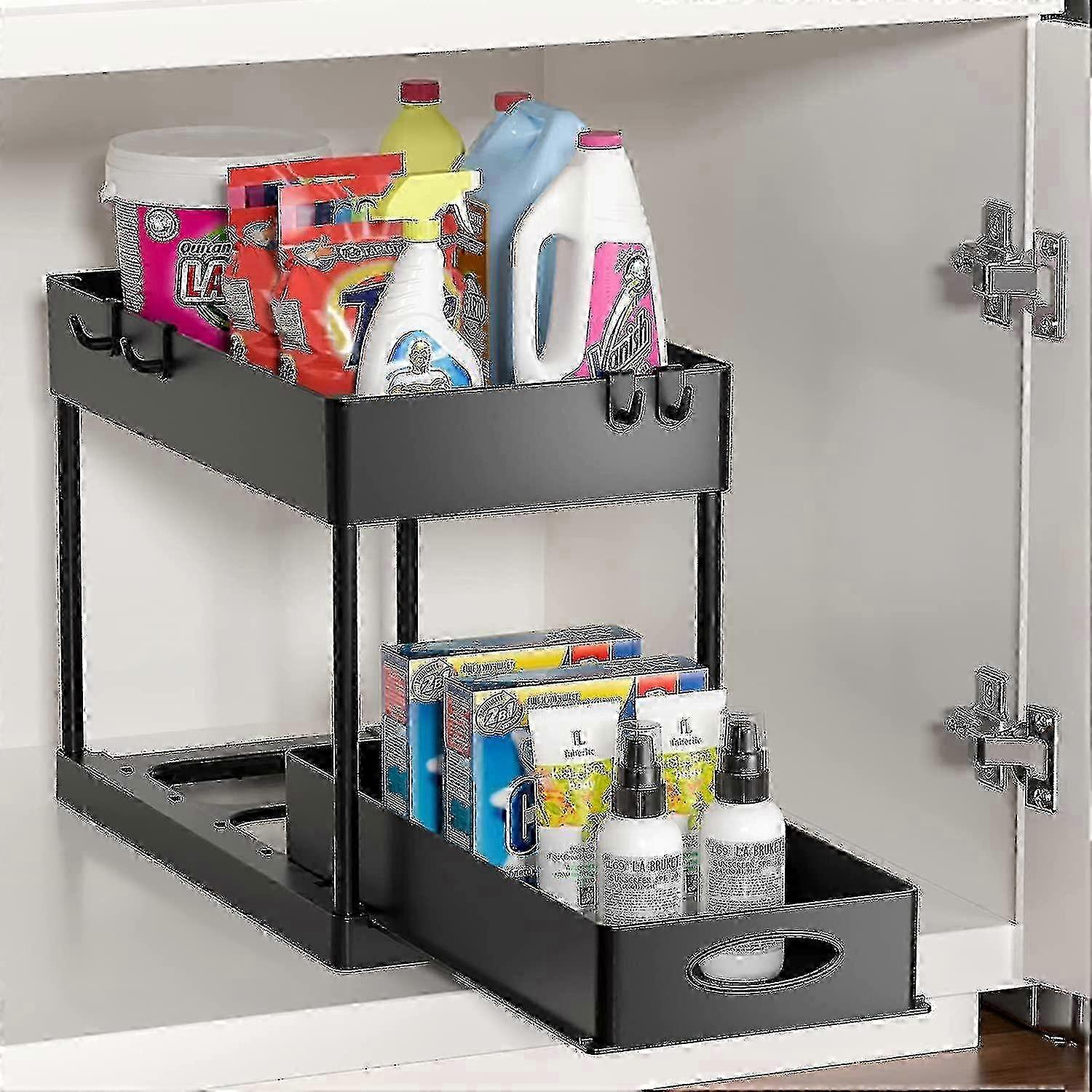 Compact Under Sink Drawer Organizer for Bathroom & Kitchen Cabinet Storage