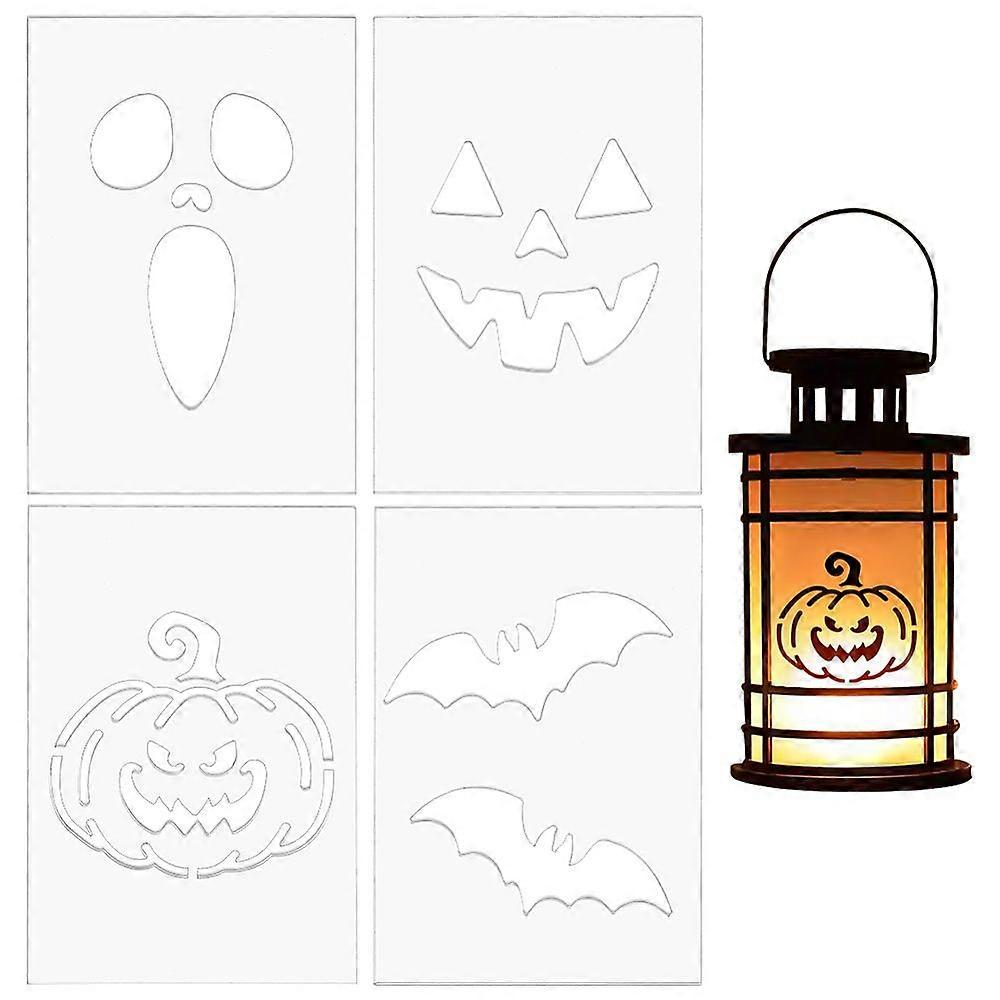 4Pcs Theme Acrylic Lantern Template, Pumpkin Bat Router Templates for DIY Patchwork Sewing Crafts, 8x5.5 Inch