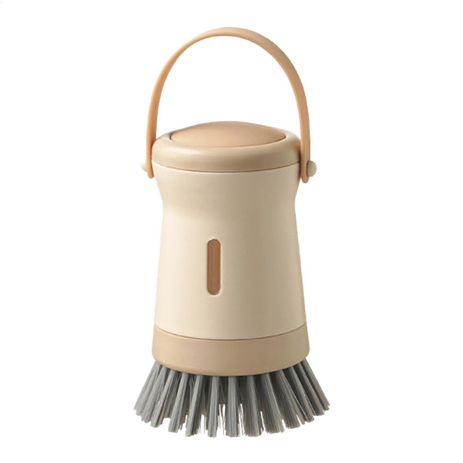 Dish Brush with Soap Dispenser, Effortless OnePress Kitchen Scrubber, Fast Drying Palm Design