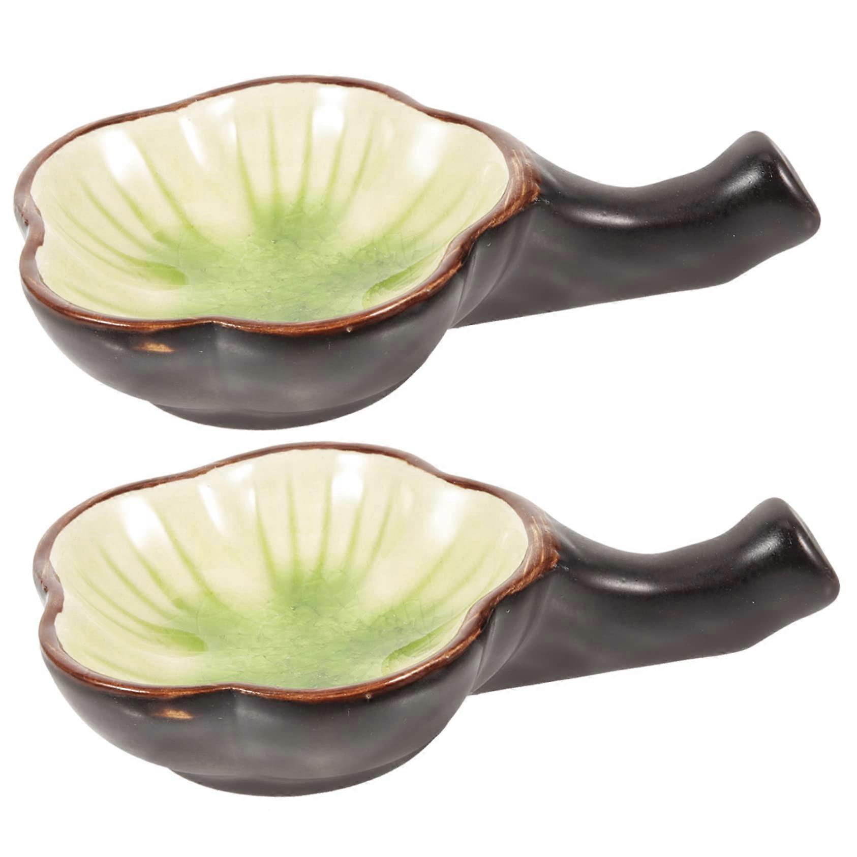 2pcs Ceramic Ink Dish Set Smooth Surface Calligraphy Ink Plates for Painting Writing Study Room Decor