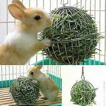 This stainless steel pet rabbit toy is a round, spherical feeder made of straw. It is suitable for pets such as guinea pigs, hamsters, and mice, and c