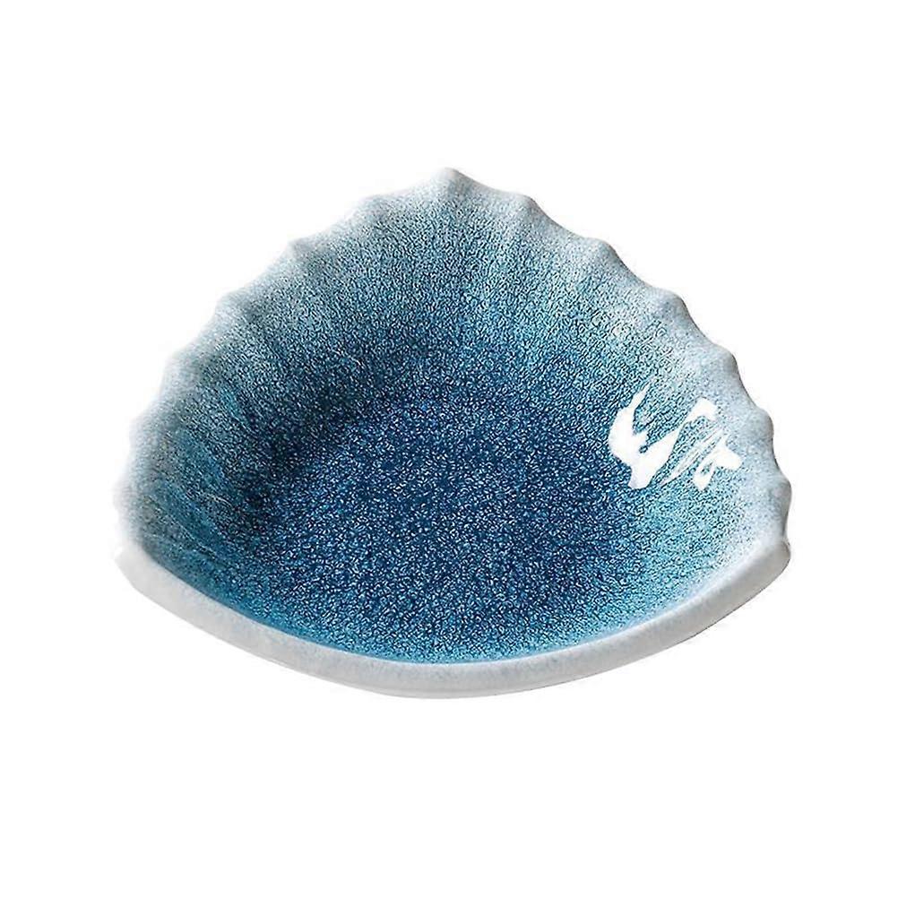 4 Pack Triangular Ceramic Dinner Plates Blue Diamond for Restaurants, Microwave Dishwasher Safe