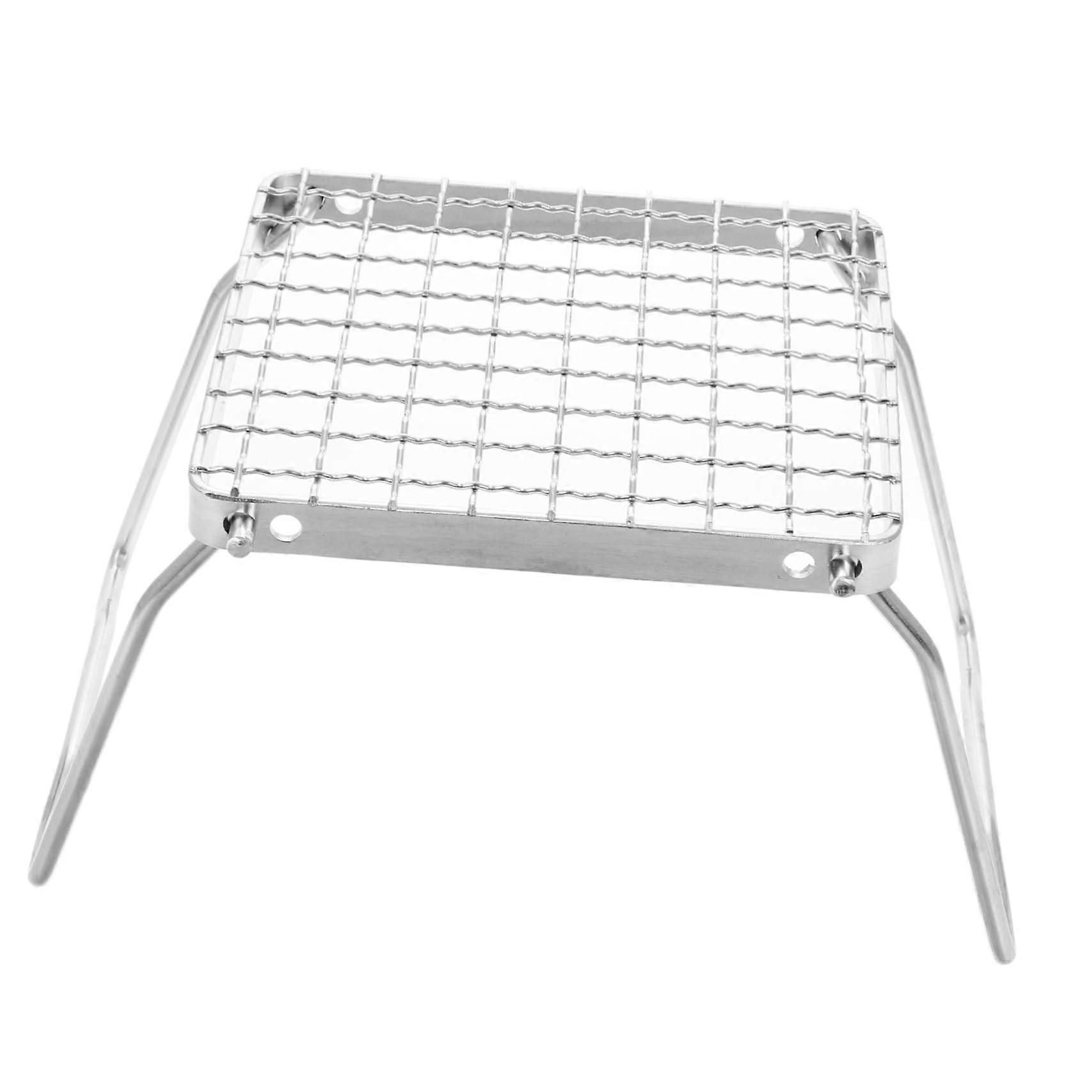 Foldable Stainless Steel Camping Grill Stand with Dual Functionality for Outdoor BBQ and Camp Cooking