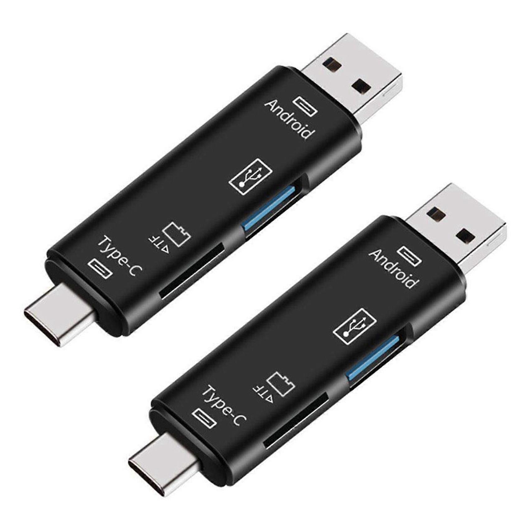 2X 5-In-1 OTG Card Reader Micro-SD / SD Card / USB Reader Support TF Android Type-C Phone / Computer / Type-C Universal