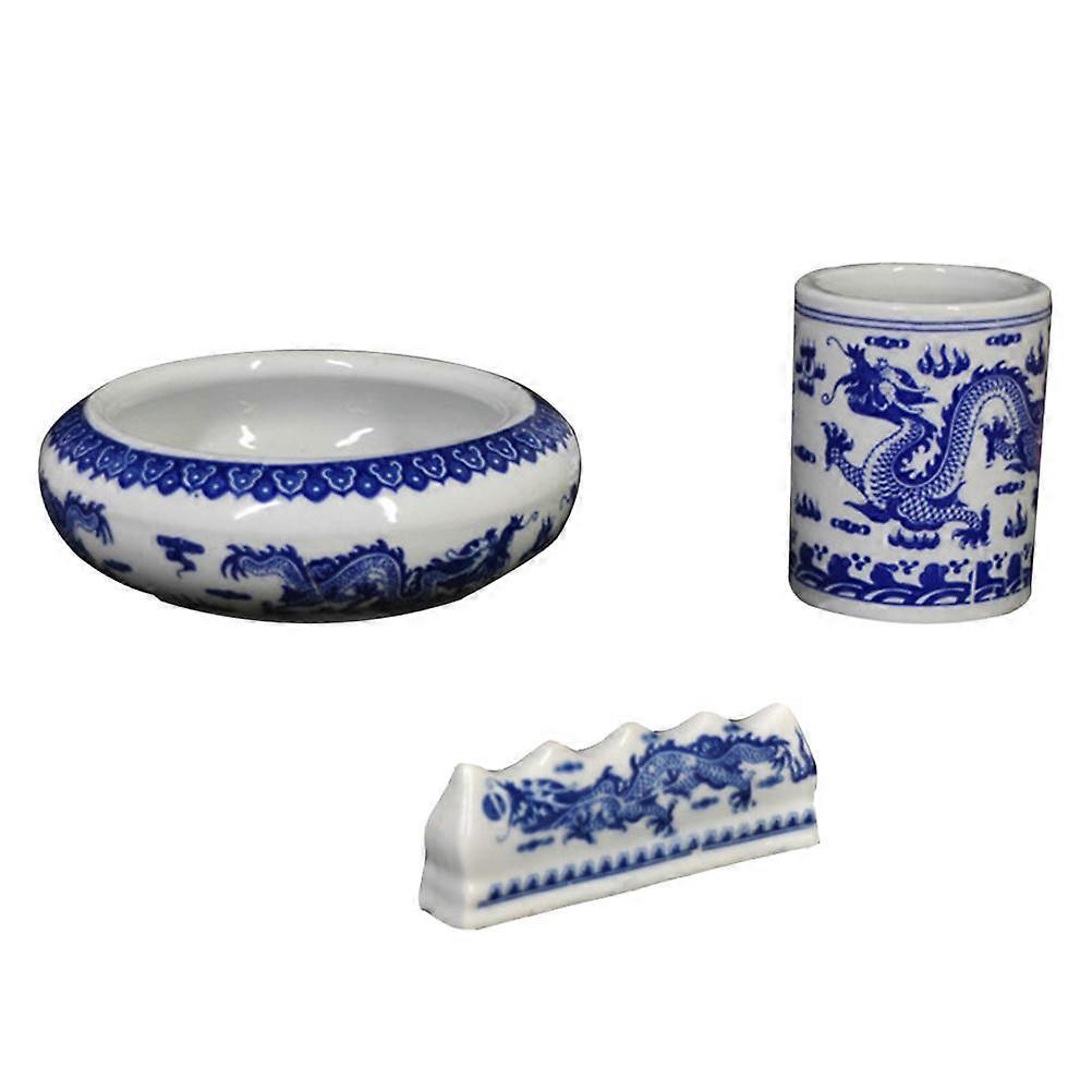 Pen Washing Ceramic Holder for Ink Brush 1Set Practical Use