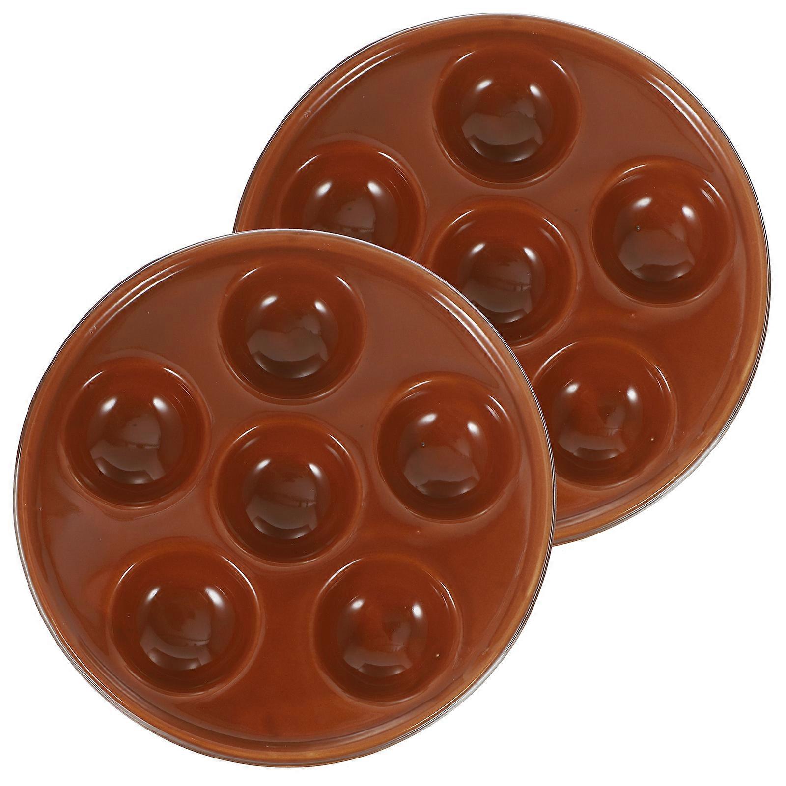 Snail Plate Ceramic Baking Pan for Household Use 2Pcs Brown