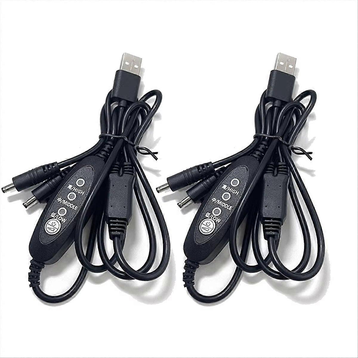 2PCS USB Fan Speed Controller Cooling Clothes Fan Cable