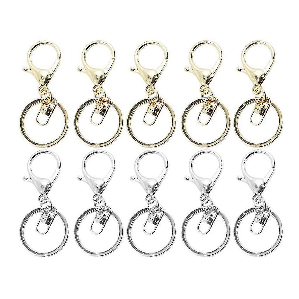 10-Piece Multicolor Lobster Clasp Keychain Hooks with Split Rings