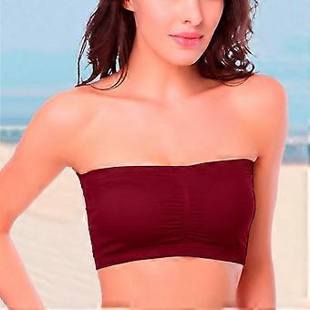 Women Strapless Bra Size Plus Removable Padded Top Stretchy Bra Strapless Double Bandeau Soft Bralette Underwear Wire Bra Bras for Women Red L