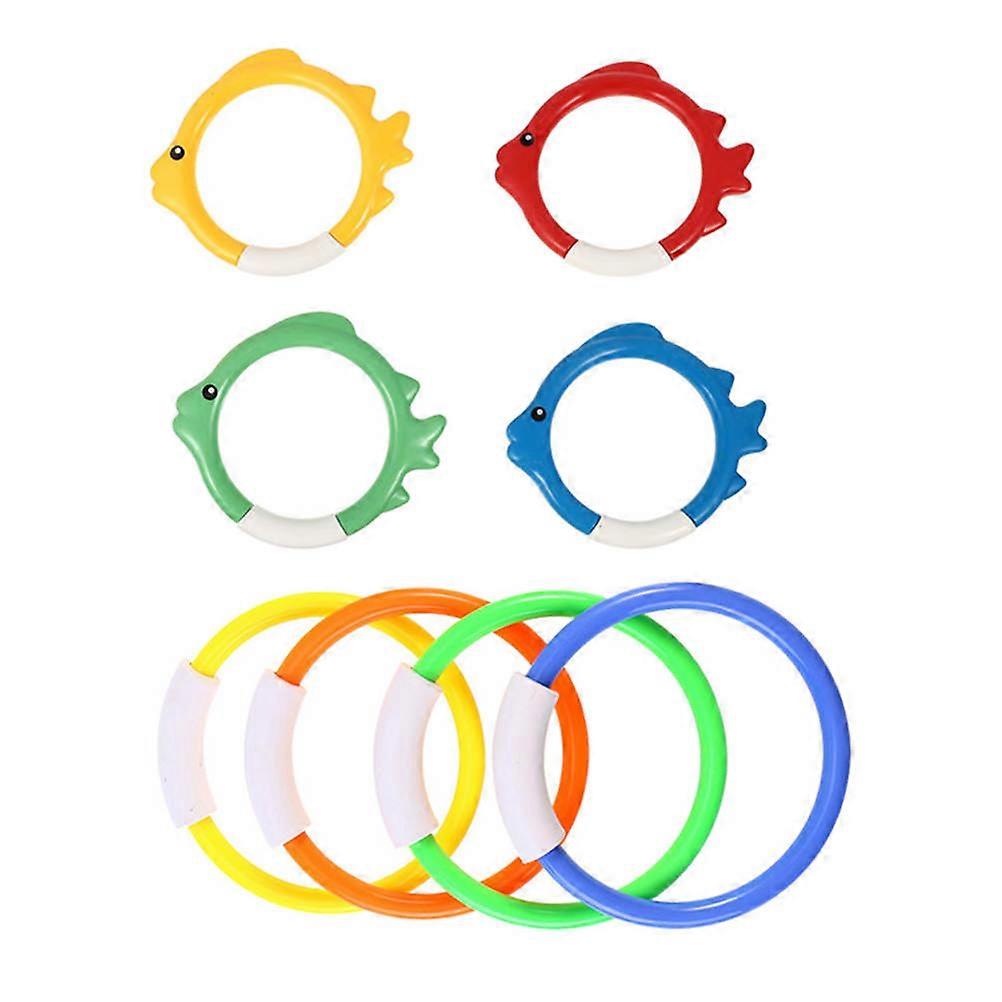 Diving Ring Toy Plastic for Swimming Training 8Pcs Assorted