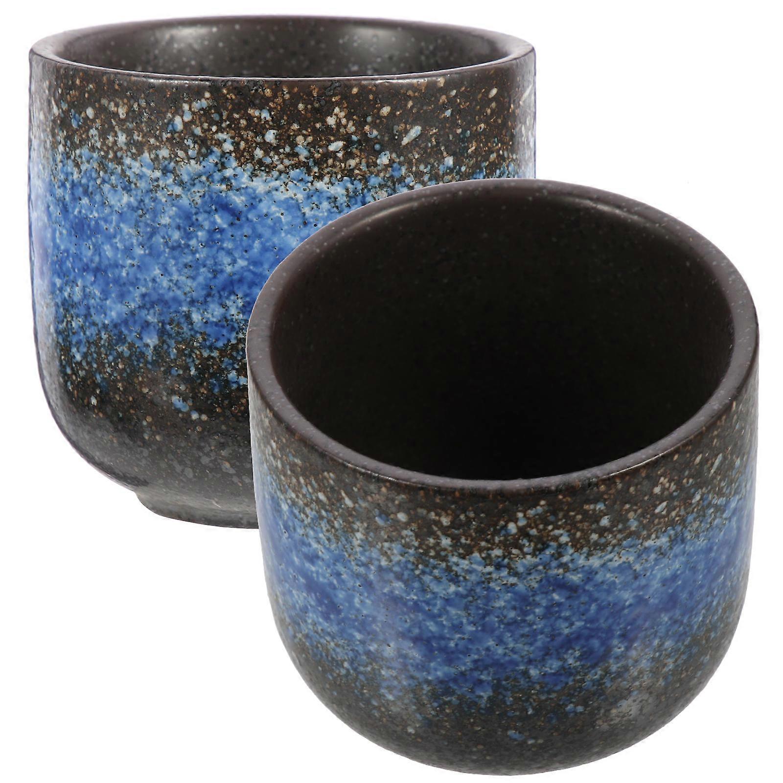 Retro Ceramic Tea Cup for Storage 2Pcs Household Multi-Function Teaware