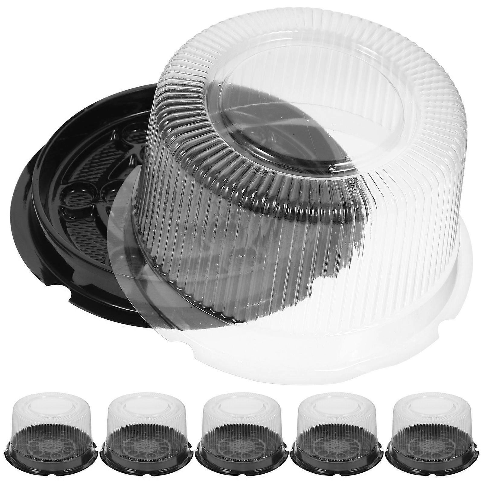 Cake Box Round Shape for Storage 1Set Plastic Black Design