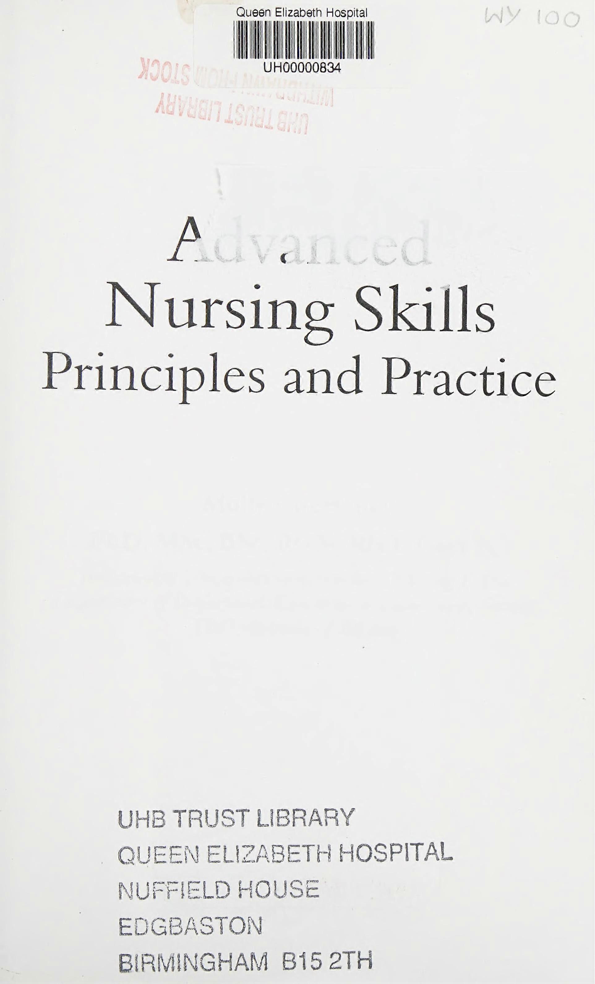 Advanced nursing skills principles and practice