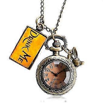 Retro Classic Bronze Full Hunter Dream Alice In Wonderland Rabbit Quartz Pocket Watch Chain Copper Girl Women Gift