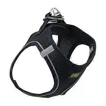 Dog Harness in Black Padded Mesh Puppy Vest with Reflective Piping - S