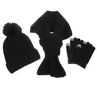 1 Set Winter Gloves Hat Scarf Women Costume Set Winter Warm Scarf Touchscreen Gloves Set for Riding