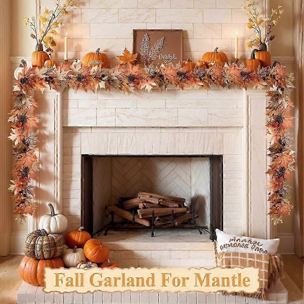 6 FT Fall Garland with Lights Timer Function Automatic on/Off