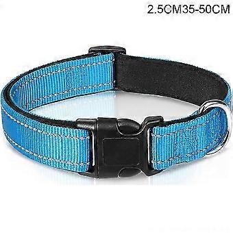 M 35-50cm Adjustable Reflective Dog Collar with Safety Locking Buckle 2.5cm Wide
