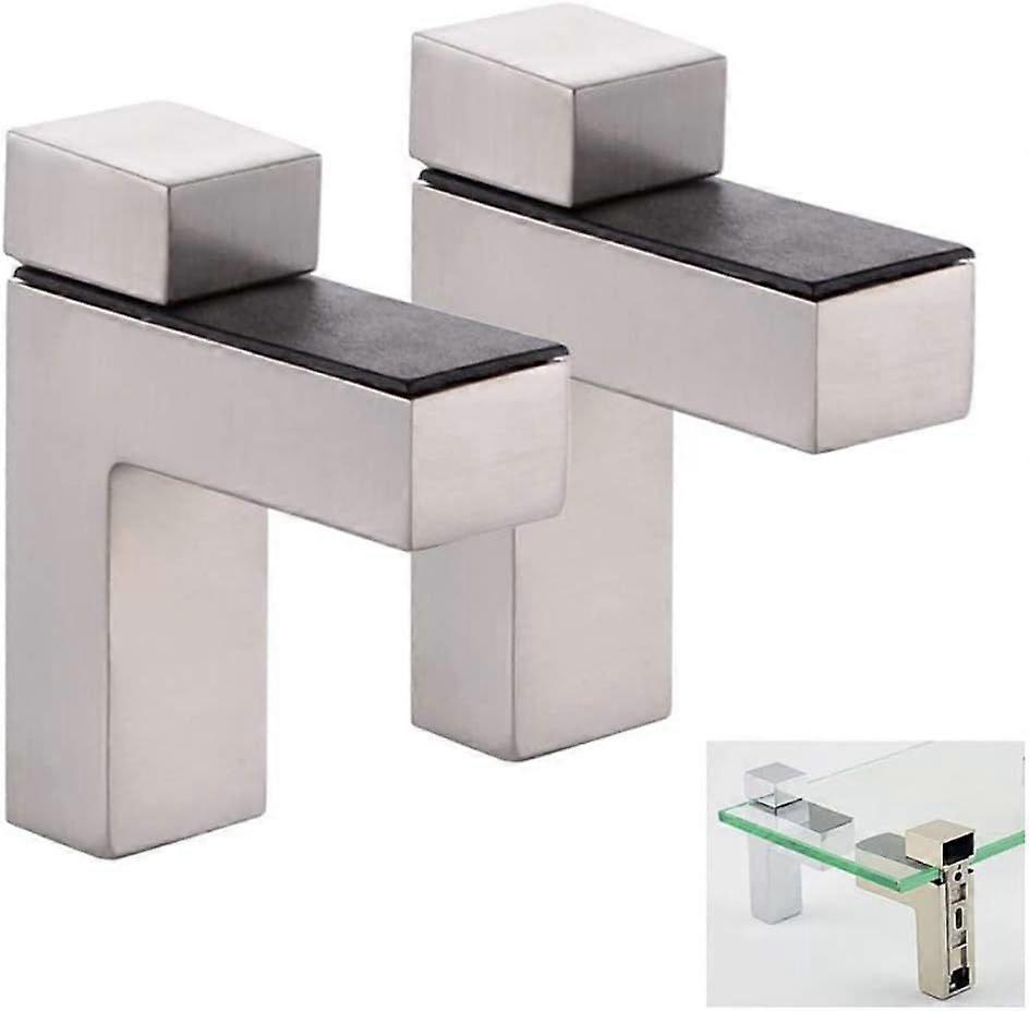2 Pack Solid Metal Adjustable Wood,Glass Shelf Bracket Wall Mount, Brushed Nickel
