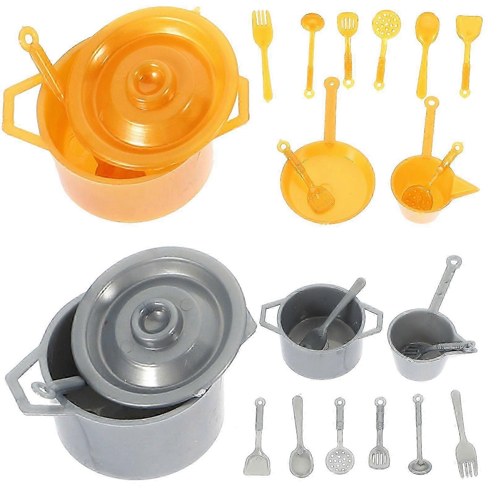 2 Sets Miniature Tableware Mini compatible withk Spoon Pot Model Miniature Kitchen Flatware