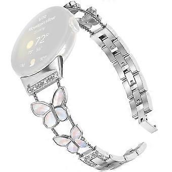 Cinturino compatibile con Google Pixel Watch 4 41mm / Watch 3 41mm / Watch 2 / Watch, catena in metallo con decorazione a farfalla e strass YTQ