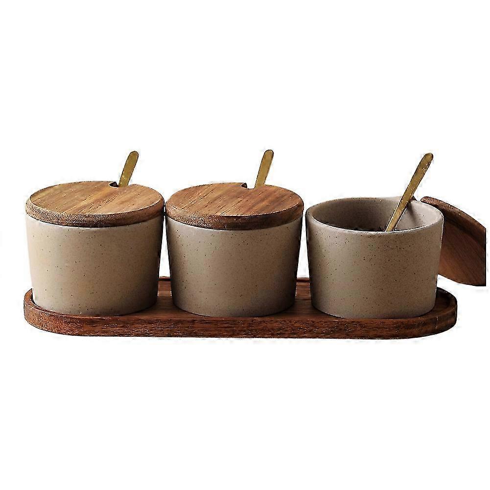 Ceramic Kitchen Seasoning Jars Set - Salt, Pepper, and MSG Containers 2pcs
