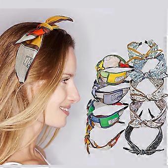 Faixa de cabelo feminina com laço delicado, estampa moderna, nó na cabeça, faixa larga antiderrapante, ideal para passeios e acessórios de cabelo (verde)