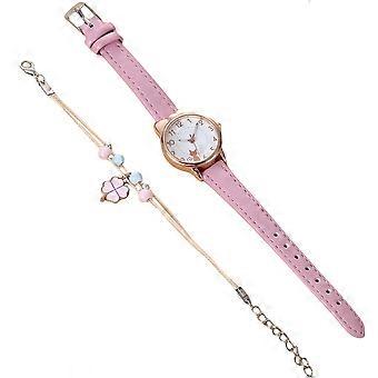 Women Watch Decorative Wrist Watch for Women 2Sets Pink