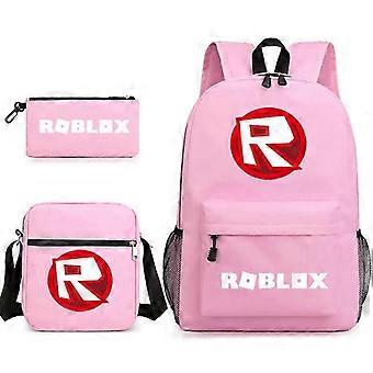 Ensemble sac à dos scolaire thème Roblox, sac à dos pour ordinateur portable avec sac à bandoulière et trousse, ensemble étudiant étanche 3 pièces