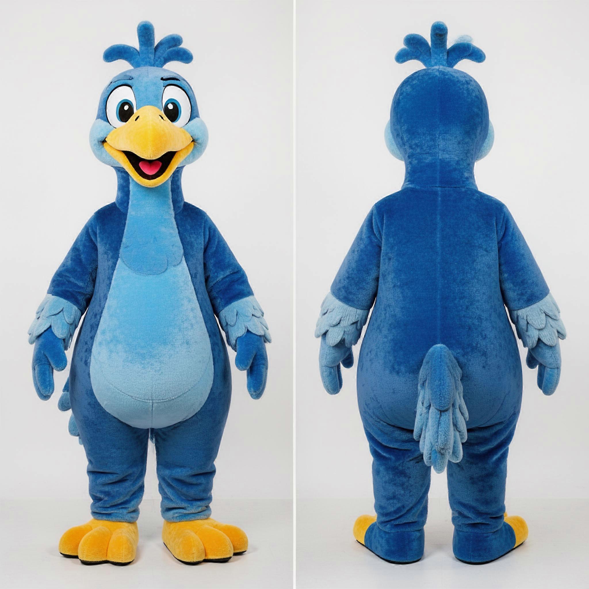 MASTICOT Indigo Blue Feathered Emu Mascot