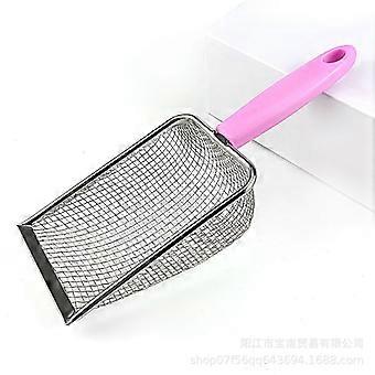 Stainless Steel Cat Litter Scoop, Pet Shovel for Reptiles, Cat and Dog Poop Scoop, Beach Scoop, Large Size, Pink Handle536