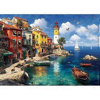 Summer Colorful Coastal Village jigsaw puzzle game for adults and kids XI-0178