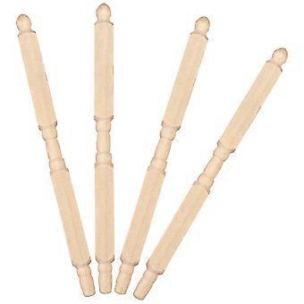 Mini Wood Newel Posts Dollhouse Accessories for Decoration Set of 4Pcs