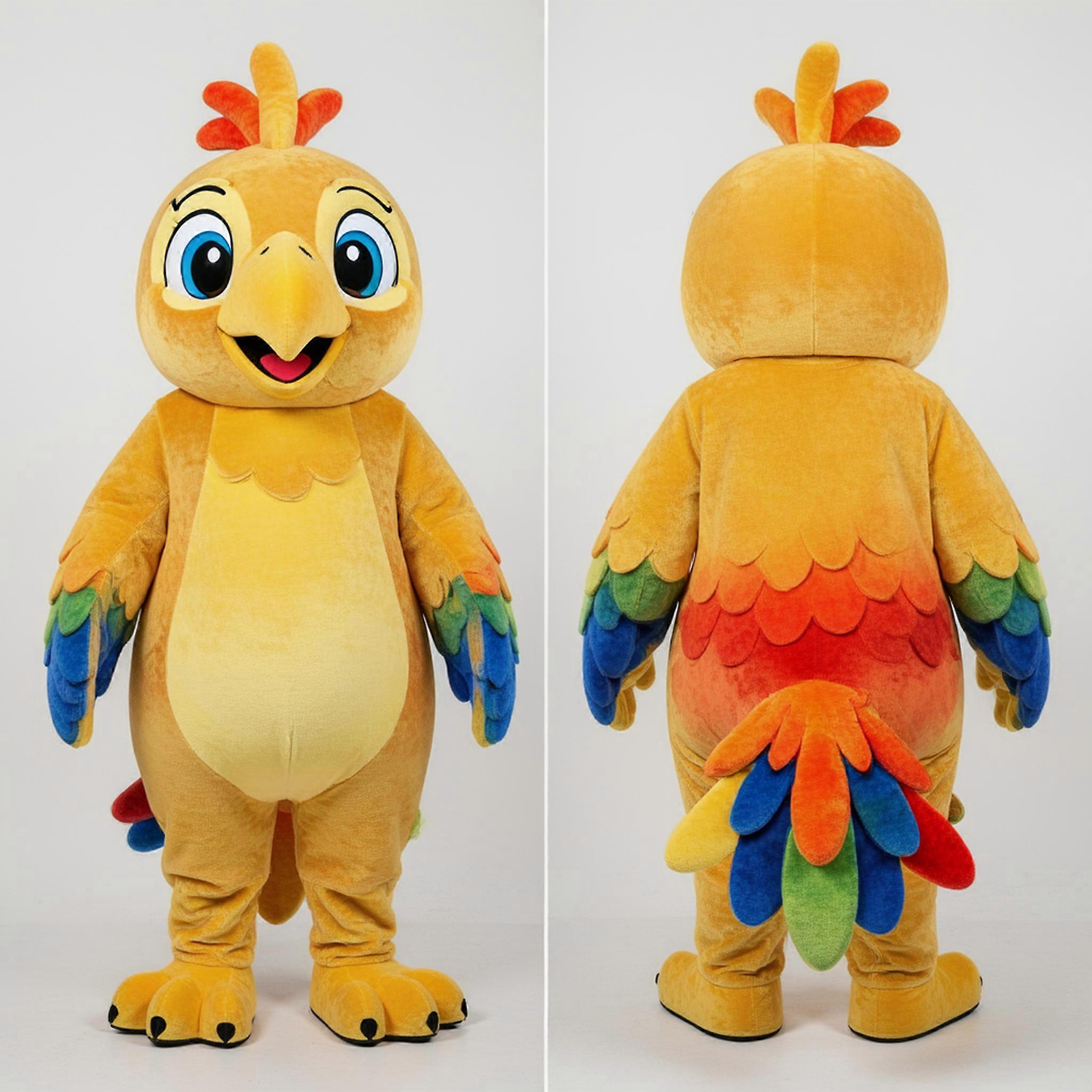 MASTICOT Golden Feathered Parrot Mascot