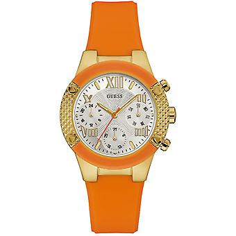 Guess rockstar Japanese Quartz Analog Woman Watch with W0958L1 Rubber Bracelet