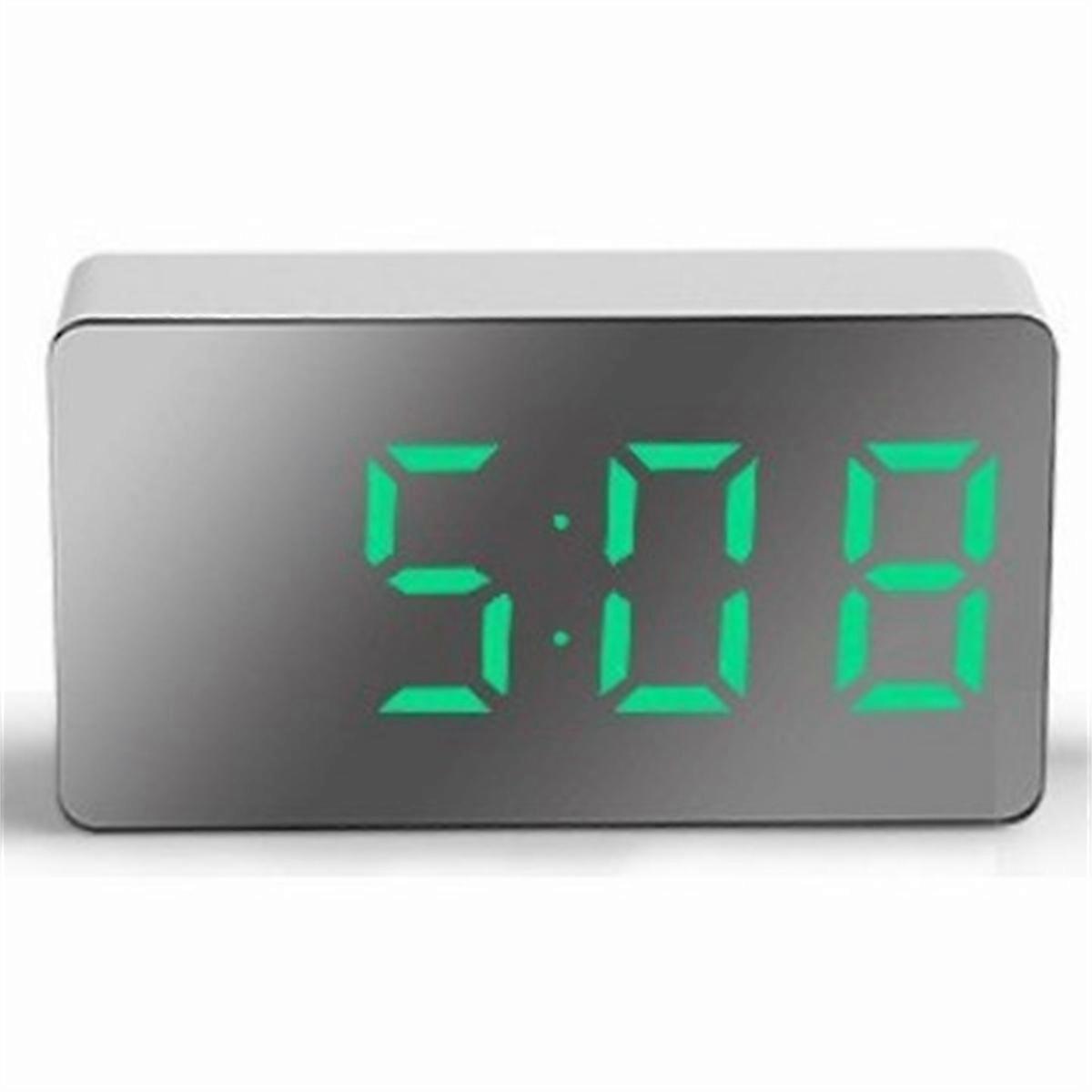 Adjustable Brightness LED Mirror Clock with Large Display