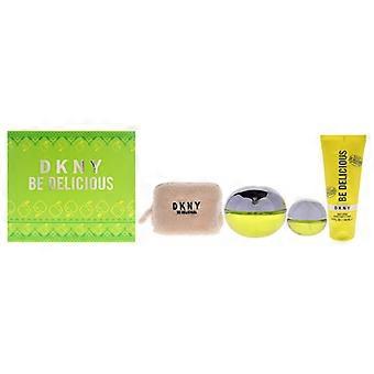 Donna Karan Dkny Be Delicious For Women - 4 Pc Gift Set Eau De Parfum Spray 0.5oz Eau De Parfum Spray Body Lotion Pouch 90ml/3.4oz