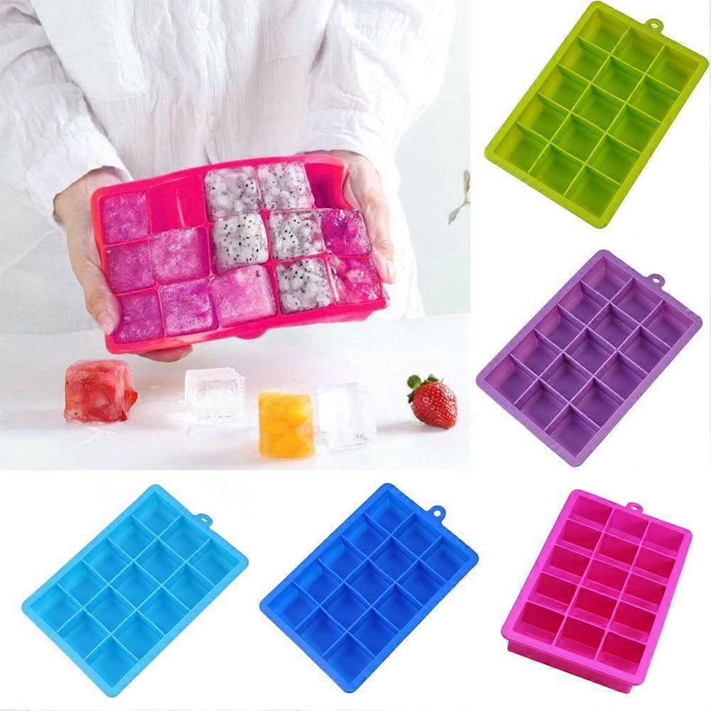 Silicone Large 15-Grid Ice Cube Mold Tray - Rectangle Maker Kitchen Bar Tool