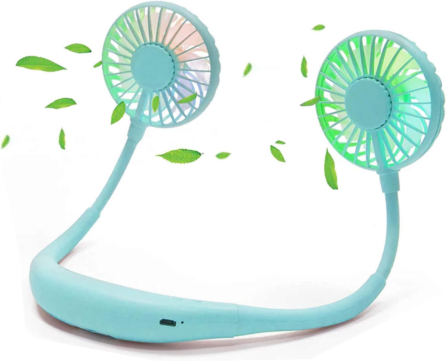 Upgraded Version Portable Neck Fan, Color Changing LED, with Aromatherapy, 360 Free Rotation,and Lower Noise Strong Airflow Headphone Design for Sport