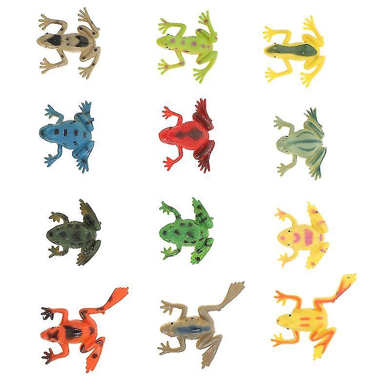 3.5X3.5x1cm Assorted Color Scale Model Kits 12pcs Imitation Toads Models For Children Funny Frogs Sh