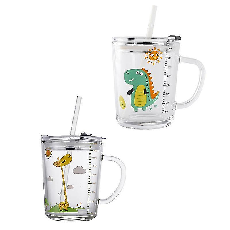 12.5X11.5cm Assorted Color Tumblers 2pcs Kitchen Milk Straw Cups Household Breakfast Cups Scale Hand