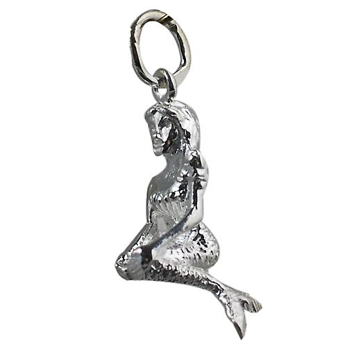 Silver 20x6mm Mermaid Pendant or Charm