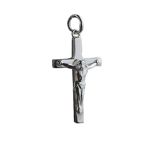 Silver 25x15mm plain solid block Crucifix Cross