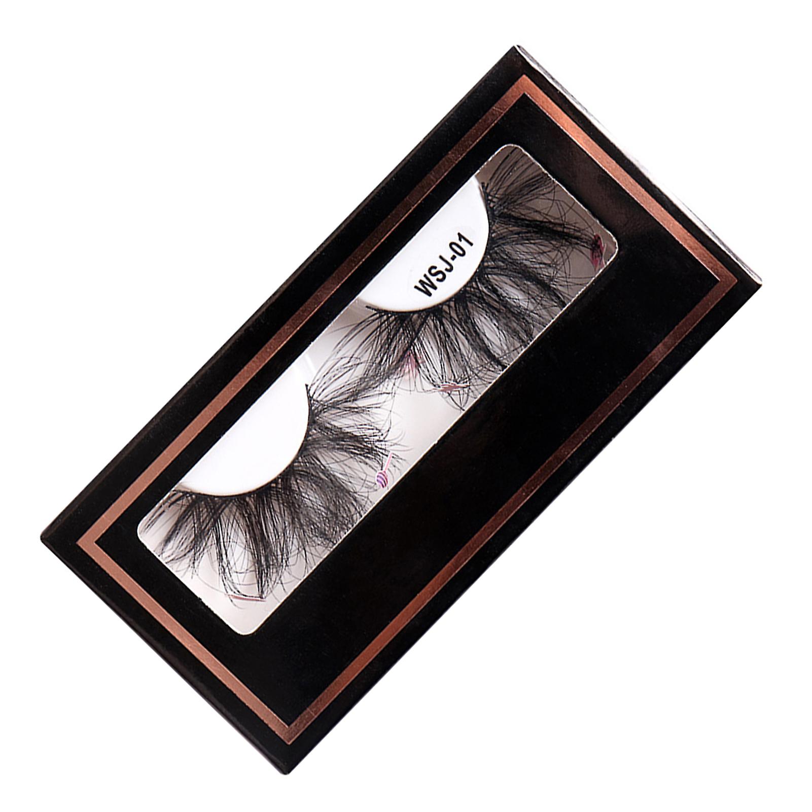 Faux False Eyelashes 25mm Long Dramatic Fluffy Eyelashes With Exquisite Box Cute Paster